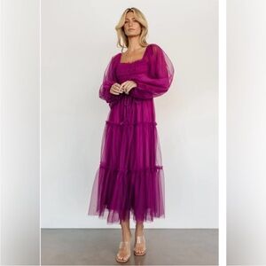Baltic Born Katrina Tulle Maxi Dress in Magenta